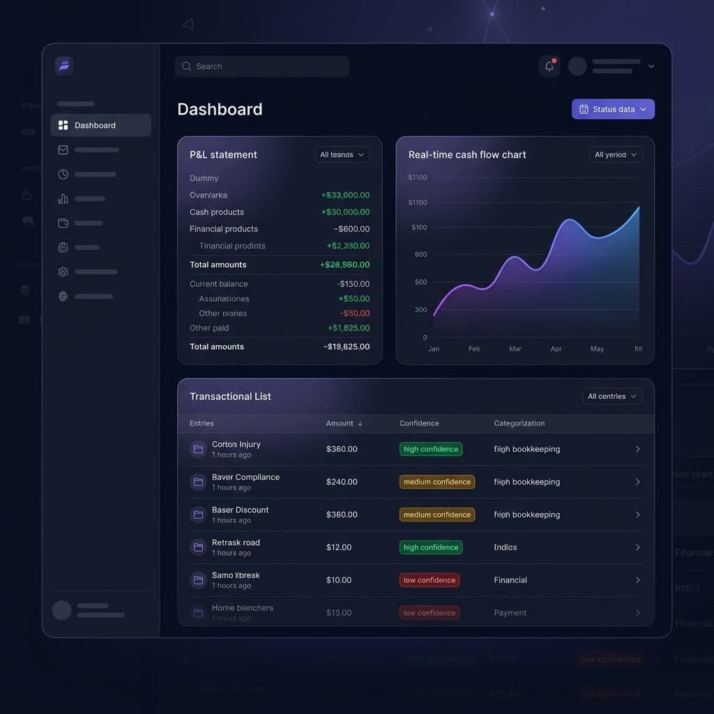 Autokkeep dashboard showing real-time transaction categorization and financial insights